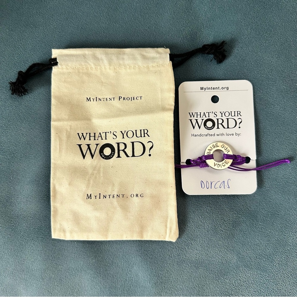 Purple MyIntent Bracelet with Gold Charm “Raise Our Voice”